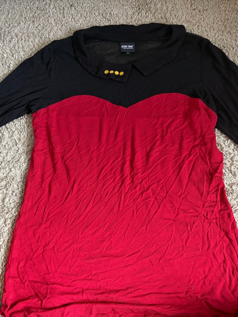 Star Trek Her Universe Red and Black Panel Top